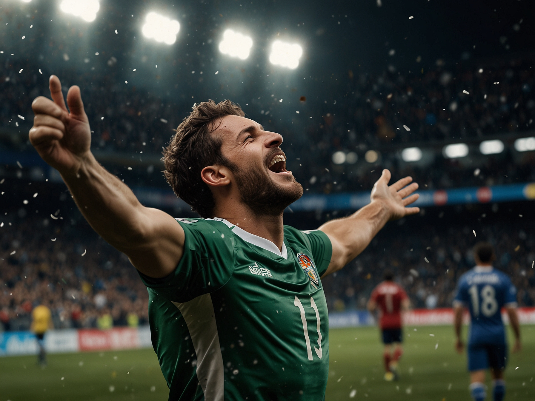 Football player celebrating a victory